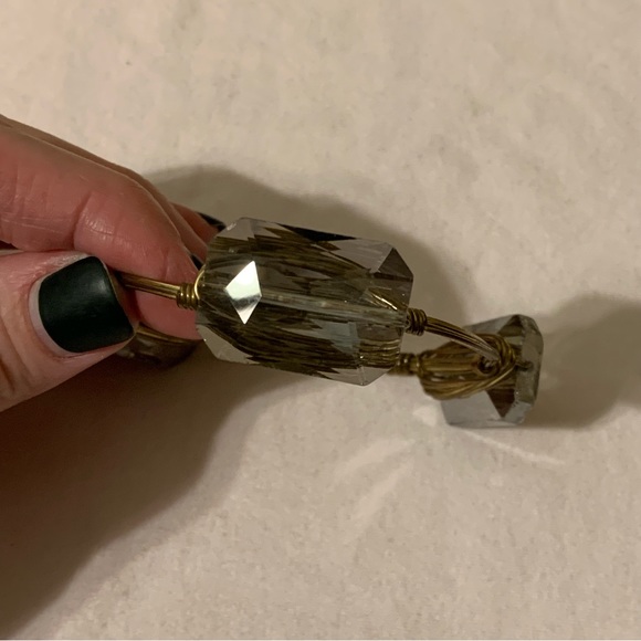 Bourbon and Boweties • gold bangle Smokey grey stones - Picture 4 of 7